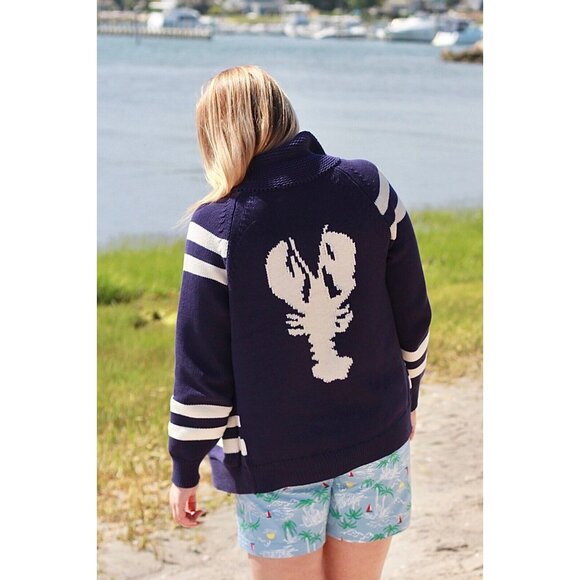 NWT J.Crew Sweater Jacket with Lobster Detail in Raw Indigo Natural Cardigan XS - Picture 2 of 11